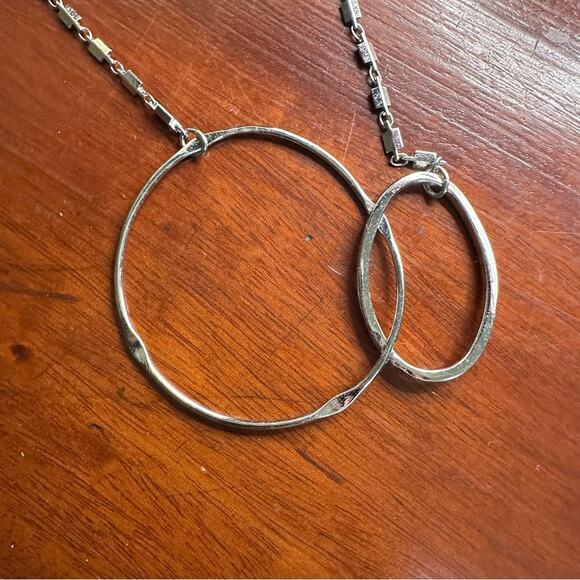 Chico's Silver tone Chain Necklace double overlapping triple circle modern - Picture 4 of 7